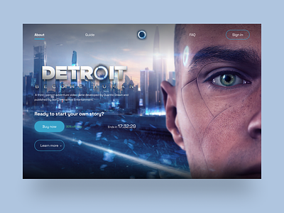 Daily UI 003 - Landing Page design detroit game home page introduction landing page ui ux website welcome