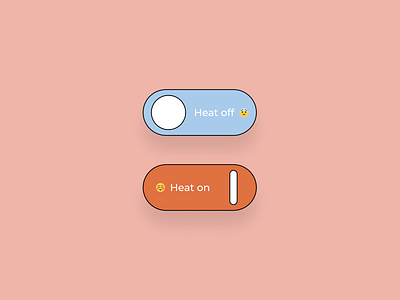 Daily UI 015 - On/Off Switch button design emojis heater icons statues switch temperature ui ux