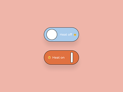 Daily UI 015 - On/Off Switch button design emojis heater icons statues switch temperature ui ux