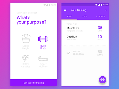Material Design Toptal Job android app gym material workout