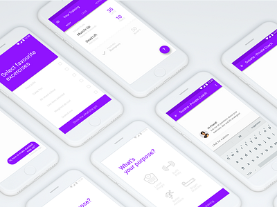 Gym Assistant App Flow also app chat flow gym ios material mockup select ui