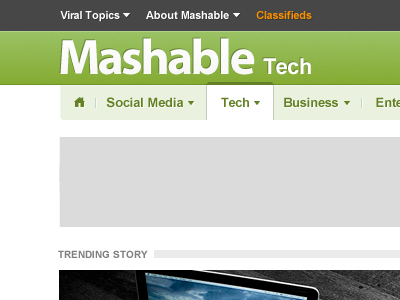 Mashable Tech blog green header ideaware