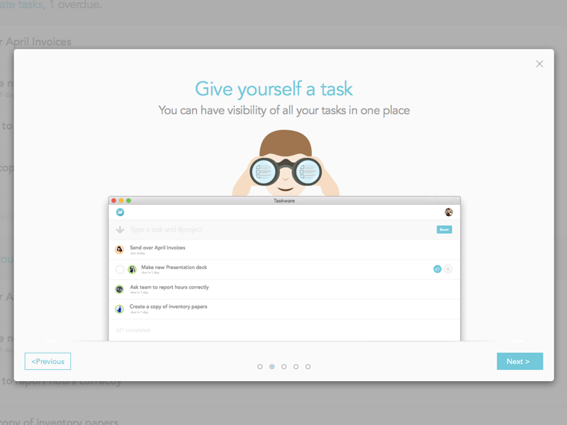 New Taskware Onboarding responsive onboarding team projects list tasks