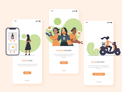 Homemade Food Delivery App | Onboarding app design delivery app food app food order healthy home chef homemade onboarding onboarding screens