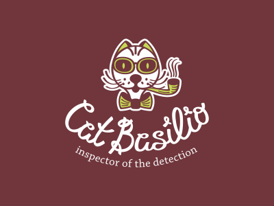 Cat Basilio cat detective glasses inspector pipe smoking