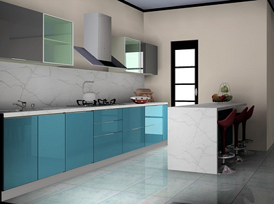 Standard Kitchen blue humptydesign humptysdesign interiordesign kitchendesign luxury modular kitchen onlinedesign quartz white women