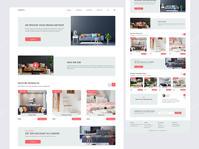 Interior furniture Landing page design adobe xd furniture interaction design interior landing page design product design ui uiux ux website