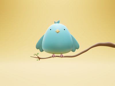 fat twitter bird 3D 3d blue bird illustration low poly twitter