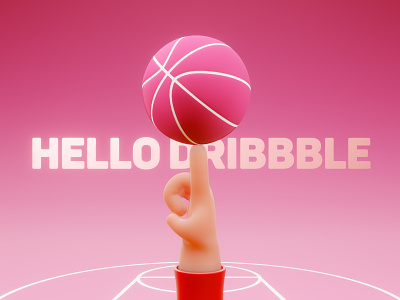 hello dribbble 3d 3d art design dribbble hand hello illustration lowpoly