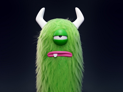 fluffy monster 3d 3d art design fluffy monster graphic design illustration monster