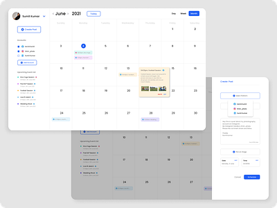 Social Media Post Scheduler branding calendar calendarpost design figma flat media minimal post social typography viral