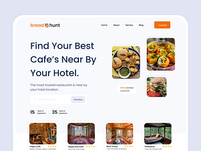 Restaurant Hunting Web App. booking branding design eat flat food hotel illustration minimal typography ux