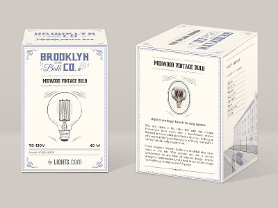 Brooklyn Bulb Co. | Midwood Vintage Bulb brooklyn building bulbs illustration new york nyc packaging retro vintage