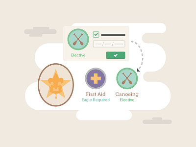 Scoutmode badges boy scout illustration ranks scout scouting web web app web design