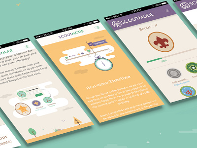 Scoutmode | Responsive Design badges boy scout illustration mobile ranks responsive scout scouting web web app web design