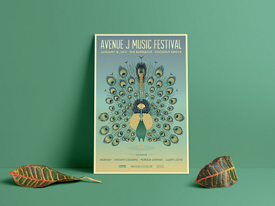Avenue J Music Festival | Poster bands coconut grove distant cousins illustration lazer lloyd miami moshav music music festival poster poster design purdue avenue