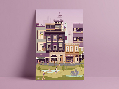 TEA.me Poster buenos aires buildings city iced tea illustration poster situations spring summer tea vector windows