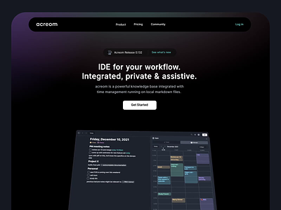 acreom website 3d animation branding design ui ux web webdesign