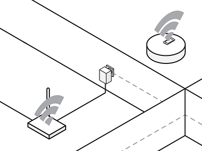 Manual illustration - wifi black and white illustration isometric lines simple view