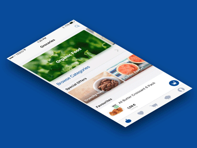 Add to cart interaction animation app application food groceries interaction ios mobile purchase shopping ui