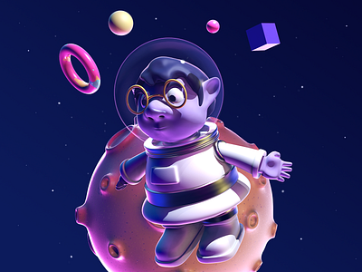 Dwarf Astro 3d astronaut character cinema4d design dribbble dwarf illustration planet