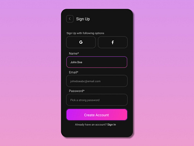 Sign Up Page #DailyUI branding dailyui design digitalart graphic design graphicdesign ui ux web