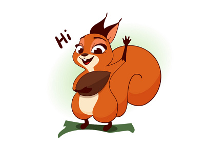 Squirrel character design health food hi illustration nut