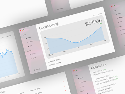 White Stock Market Analytics Material Design Desktop App