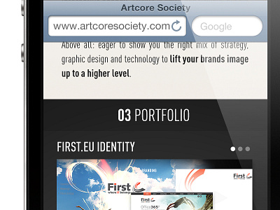 Responsive Portfolio Mobile artcore iphone mobile portfolio responsive society webdesign