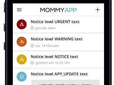 Mommy App different notifications mommy app notification ui ux