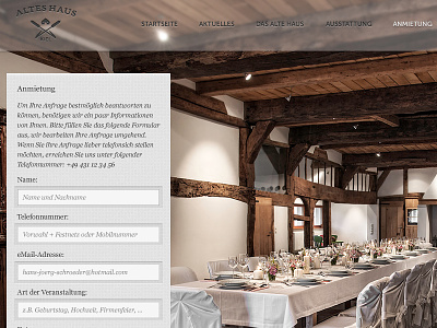 Altes Haus Kiel Website - Anmietung browser design germany inquiry internet kiel ui ux website