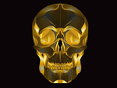 Golden Skull drawing gold goth gothic illustration illustrator linear lines skull wacom