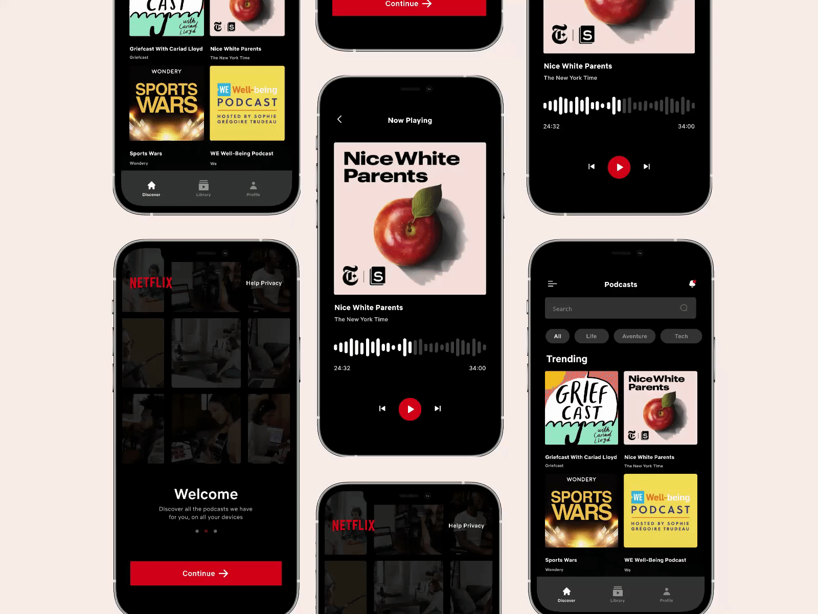 Netflix Podcasts  App Concept UI