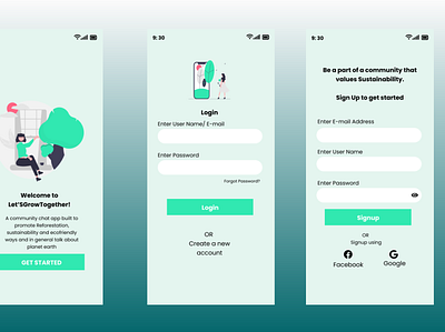 Let'sGrowTogether- Login/Signup app screen #DailyUI Day1 appdesign dailyui figma ui uichallenge uidesign userinterfacedesigning uxdesign uxdesigner