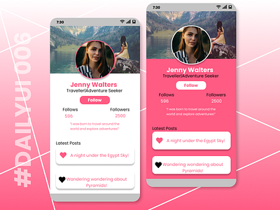 #DailyUI-006 User Profile daily ui design design challenge dribbble shot ui ui challenge ui designer user interface user interface design user profile user profile design ux design ux designer