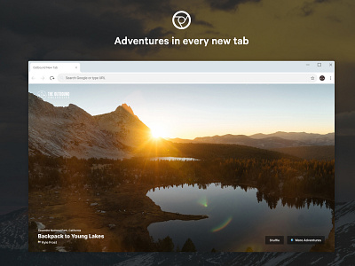 Outbound New Tab Extension adventure chrome chrome extension mountains new tab outdoors photography travel ui