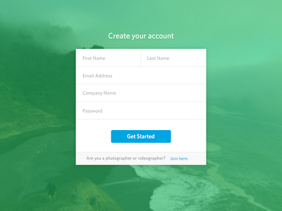 Create your account account background image form get started white