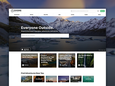 Everyone Outside hiking homepage landing page landscape mountains outdoors photography search travel