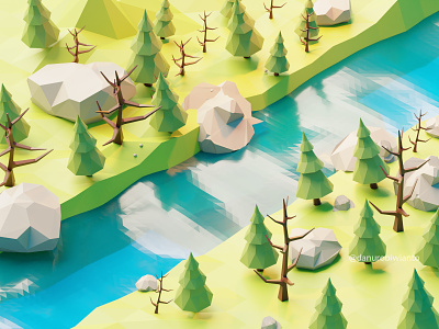 Low Polygon Forest 3d 3d isometric 3d modeling art blender blender3d cyclesrender forest isometric
