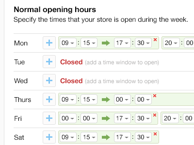 Store opening hours