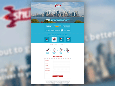 We're coming USA! landing page register shutl sign up usa