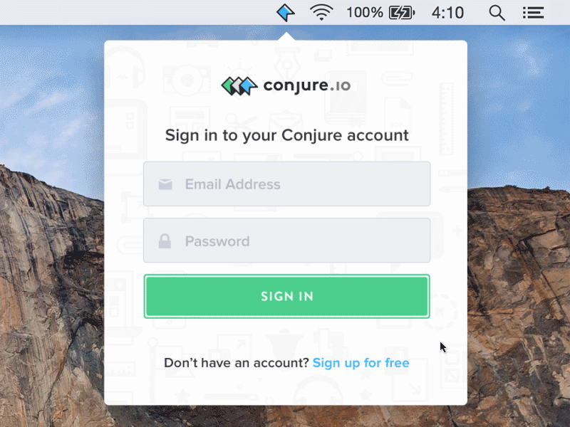 Conjure App app conjure dropdown feedback mac tool zap