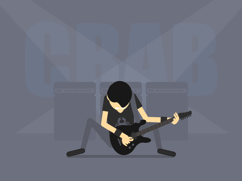 Crabcore Kid 2d after effects animation flat gif illustration loop metal minimal