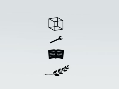 Early Sketches book cube hack identity logo minimal olive branch silhouette sketch vector wrench
