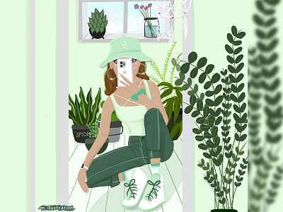 Green Room aesthetic design digital art illustration monochrome portrait portrait illustration