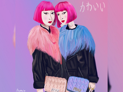 Harajuku Girls aesthetic design digital art fashion illustration illustration portrait portrait illustration