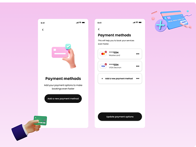Payment Methods app app design design illustration payment methods ui uiux uiux design ux