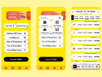 Flight Booking App - UI Design aeroplane airplane app app concept booking app clean concept figma flight flight booking app india inspiration mobile app mobile app ui design tips ui ui design ui ux ux yellow