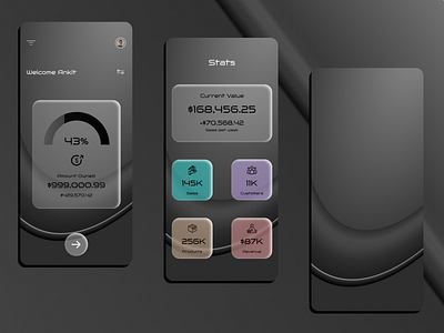 Financial Tracking App (Inspiration Based) analytics app business chart concept dark data design figma financial inventory mobile app money sales stats tracking ui ux
