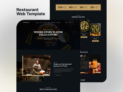 Restaurant Landing Page UI Template branding design design inspiration graphic design hero landing page page responsive restaurant template ui ui template uiux ux